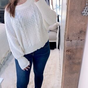 Moon and Madison ivory knit boho sweater size small